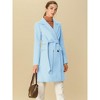 INSPIRE CHIC Women's Notch Lapel Double Breasted Belted Mid Long Outwear Winter Coat - 2 of 4