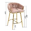 Angel Sar 2-Park Bar Stools Set, 26'' Modern Velvet Counter Height Bar Stools with Hand-Wave Back, Comfy Cushion - 2 of 4