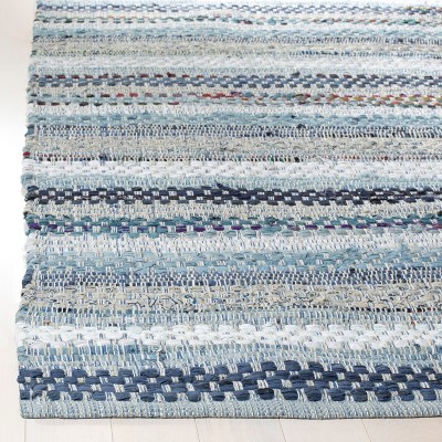 Handmade Montauk Blue and Multi Wool-Cotton 8' x 10' Area Rug