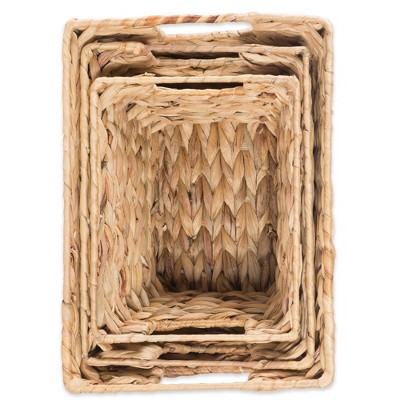Natural Water Hyacinth Rectangular Storage Baskets Set of 3
