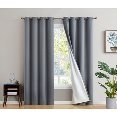 HLC.ME Dakota 100% Blackout Thick Thermal Insulated Energy Efficient Heat Blocking Curtains Grommet Panels, Set of 2