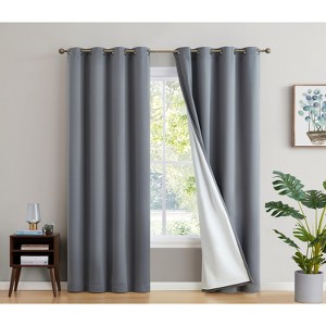 HLC.ME Dakota 100% Blackout Thick Thermal Insulated Energy Efficient Heat Blocking Curtains Grommet Panels, Set of 2 - 1 of 4