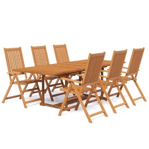 vidaXL Garden Dining Set Natural Wood Solid acacia wood Large Extendable - 1 of 4