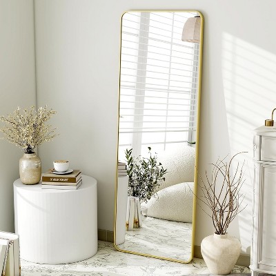 Beautyolove 59"L x 16"W Rounded Corner Aluminum Frame Full Body Floor Mirror