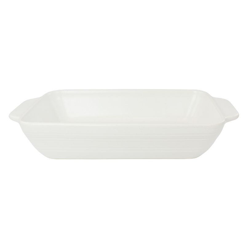 Gibson Bee and Willow 4 Quart Rectangular Stoneware Baker in White Speckle, 2 of 6