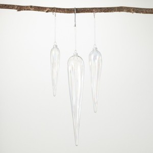 14"H, 10"H and 8"H Sullivans Silver Finial Ornament - Set of 3, Clear Christmas Ornaments - 1 of 2