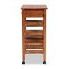 Crayton Wood and Metal Mobile Kitchen Storage Cart Oak Brown/Silver - Baxton Studio: 5-Shelf Rolling Island & Coffee Station - 4 of 4