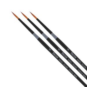 Creative Mark Beste Golden Taklon Nadel Round #2 - 3 Pack Artist Brush, Professional Watercolor Brushes, For Acrylic Painting, Short Handle, Sharp - 1 of 4