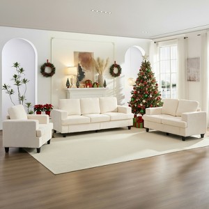 Mjkone 82" Width 3 Piece Living Room Sofa Set, 3 Seat Sofa and Loveseat Sets with Armchair, Modular Sectional Couch Furniture Sets - 1 of 4