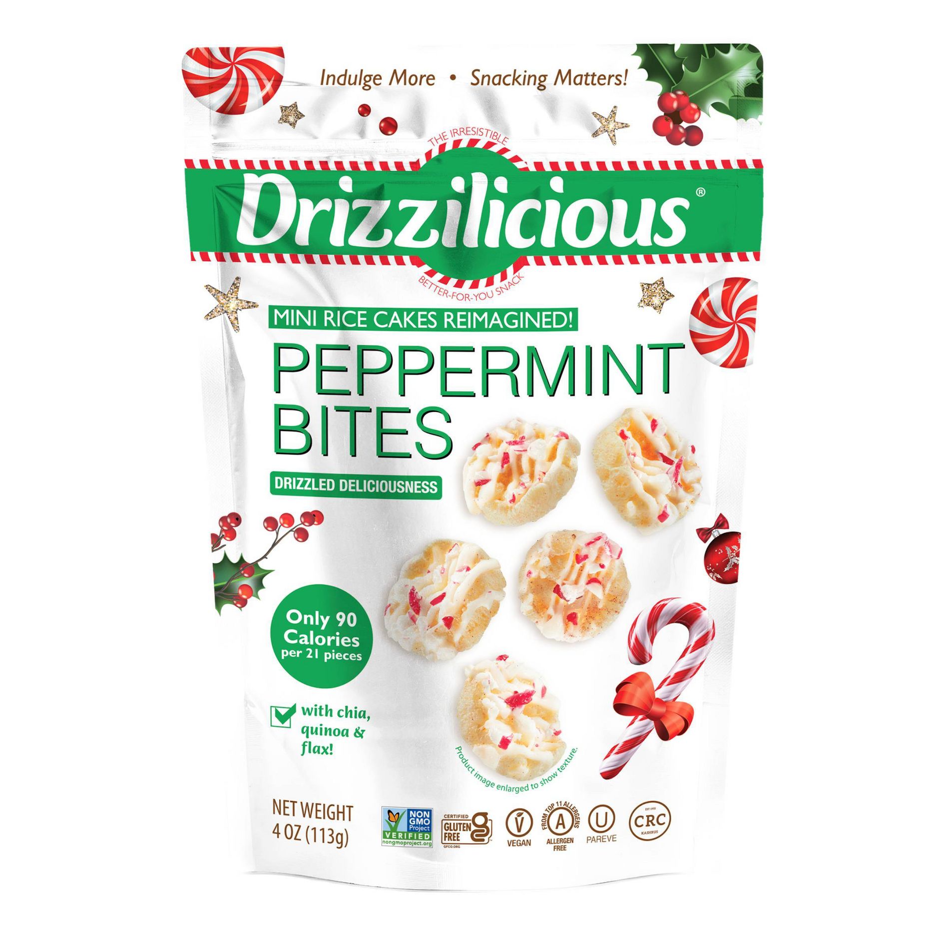 Drizzilicious Holiday Peppermint Bites Mini Rice Cakes - 4oz