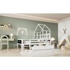 DOMETOUR House Bed with Ladder & Storage Drawers, Solid Wood Platform Frame, Blackboard Design, No Box Spring Needed, White - 2 of 4