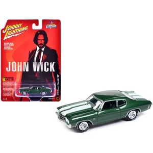 1970 Chevrolet Chevelle SS Forest Green Metallic with White Stipes "John Wick" (2014) 1/64 Diecast Model Car by Johnny Lightning - 1 of 3