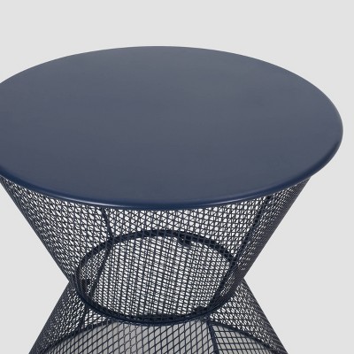 Nevada Navy Blue Iron Mesh Modern Outdoor Side Table
