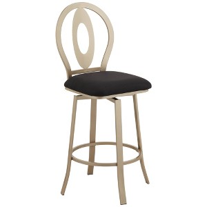 55 Downing Street Metal Swivel Bar Stool Champagne Gold 29" High Mid Century Modern Black Cushion with Backrest Footrest for Kitchen Counter Island - 1 of 4