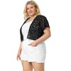 Agnes Orinda Women's Plus Size Short Sleeve Open Front Crochet Lace Allover Cropped Cardigan - 4 of 4