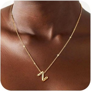 Sterling Silver Balloon Letter Necklace Satellite Bead Chain Personalized Gift - 1 of 4