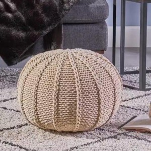 Bean Bag Ottoman Modern Durable Cotton Knit Seat for Living Room 19.5in-3irtyhousy - 1 of 4
