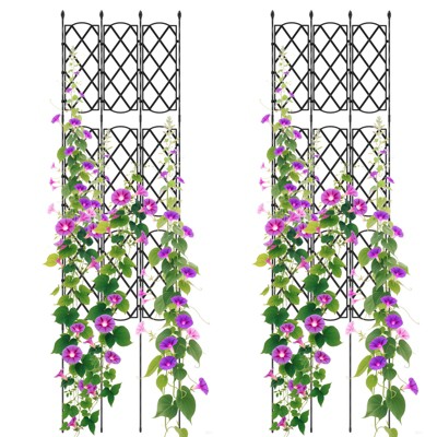 Tangkula Garden Trellis Outdoor Plant Support Frame with Adjustable Shapes Ground Stakes Rustproof PE Coating Pipes 1/2pcs