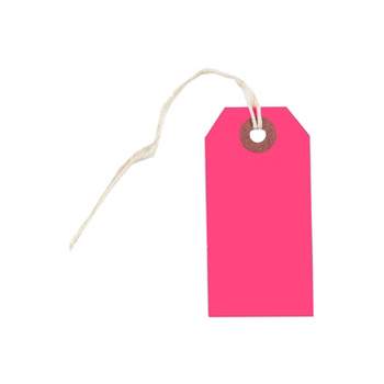 JAM Paper Gift Tags with String Small 3 1/4 x 1 5/8 Neon Pink 10/Pack 91931046