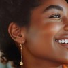 Ross-Simons 18kt Gold Over Sterling Diamond-Cut Ball Drop Earrings - 2 of 3