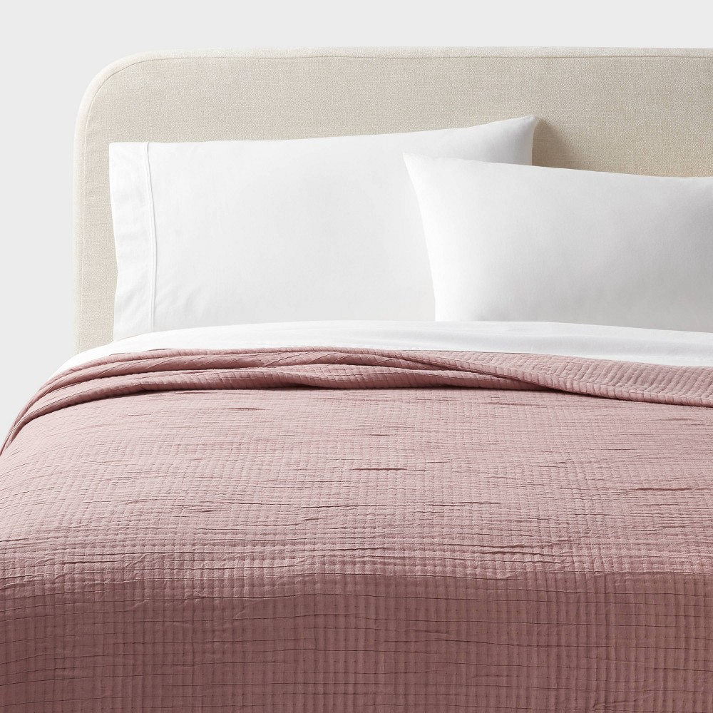 King Double Cloth Quilt Mauve - Threshold: Jacquard Weave, Midweight, OEKO-TEX Certified