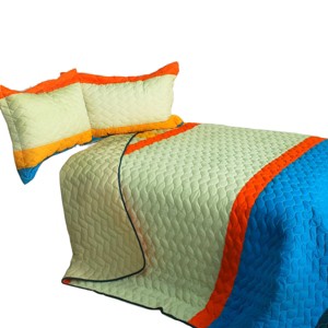 Slickblue Full/Queen Size Quilt Set with Shams, Reversible Vermicelli Quilted, 6 Color Choices, 3 Piece - 1 of 4