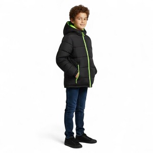 SUPER TRIPLE GOOSE Boys Puffer Jacket with Hood – Warm Winter Coat with Pop Color Zippers - 1 of 3