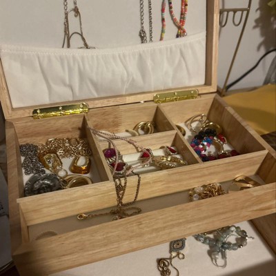 Relaxdays Jewellery Box, Faux Leather, Ring Organiser, Necklace Holder,  Tray Insert & Drawer, HWD 13 x