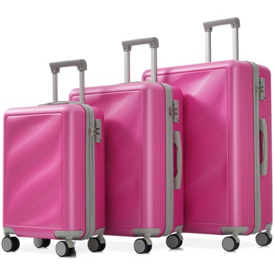 Coolife Luggage Set 3 Piece,Lightweight Durable ABS Suitcases with Spinner Wheels and TSA Lock,Carry-on & Checked Travel Luggage (20"/24"/28"),Pink