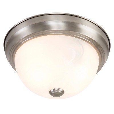 Satin Nickel 13" Flush Mount with Marble Glass Shade