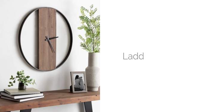 24&#34; x 24&#34; Ladd Round Numberless Wall Clock Natural/Black - Kate &#38; Laurel All Things Decor, 2 of 8, play video