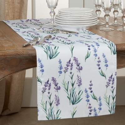 Lavender Blossom Print Polyester Table Runner