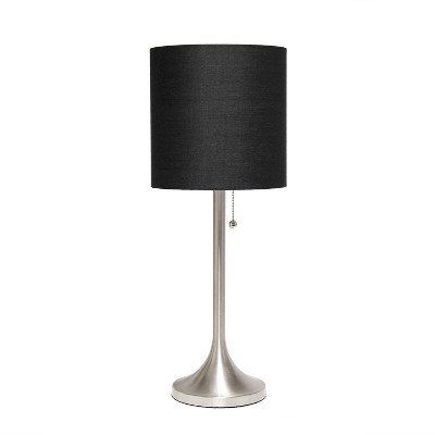 Creekwood Home Modern Glam Table Lamp Brushed Nickel Base Black Shade