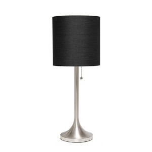 Creekwood Home Modern Glam Table Lamp Brushed Nickel Base Black Shade - 1 of 4