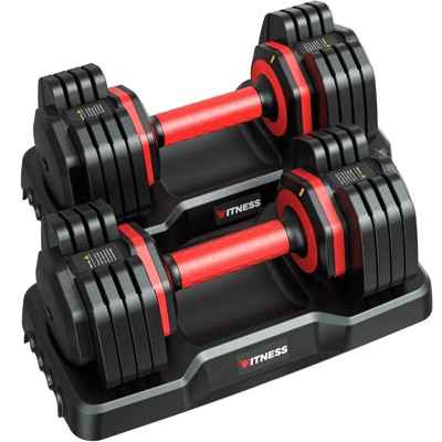 GIKPAL 5 in 1 Adjustable Dumbbells, Adjustable Free Weights Plates and Rack - Adjust Hand Weights for Home Gym Full Body Workout Fitness