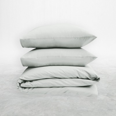 Light Grey 400 Thread Count Cotton Sateen Full/Queen Duvet Cover Set