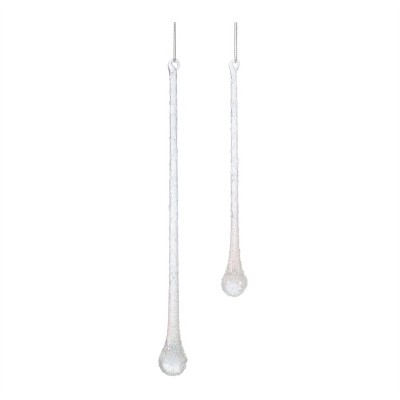 Beaded Iridescent Glass Drop Ornament (Set of 12)