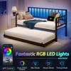 AMERLIFE Twin Daybed with Charging Station and LED Lights, Daybed with Trundle for Living Room, Bedroom, Guest Room, Black - 2 of 4