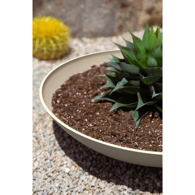 Sandstone 24" Round Plastic-Stone Indoor/Outdoor Planter