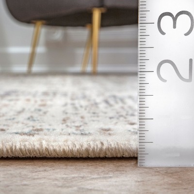 Tanith Cream and Gray Synthetic Medallion Area Rug