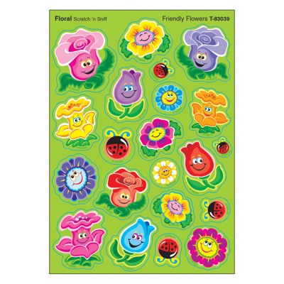 Trend Friendly Flowers/Floral Mixed Shapes Stinky Stickers, 84 Count (Pack of 6)