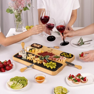 Royal Craft Wood Cheese Board with Slate Plate (Non-Expandable)