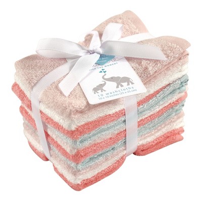 Organic Coral Mint Cotton Bamboo Baby Washcloth Set