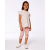 Deux par Deux Girl Printed Seersucker Blouse with Frills Pink Flowers on Cream Background - 2 of 4