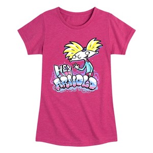Girls' - Hey Arnold! - Airbrush Arnold Fitted Short Sleeve Graphic T-Shirt - 1 of 4