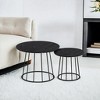 Round Coffee Tables, Set of 2, Modern Circle Side Tables with Steel Frame, for Living Room, Bedroom - 4 of 4