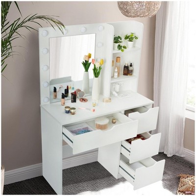 Makeup Vanity Desk With Mirror, Lights, Charging Station : Target