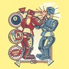 Mens Mattel Blue Bomber and Red Rocker Robots Game On T Shirt - 2 of 3