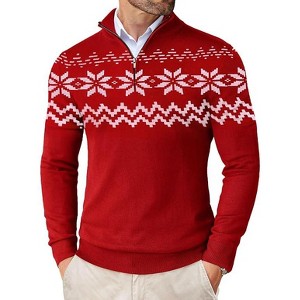 COOFANDY Men's Quarter Zip Up Sweaters Slim Fit Lightweight Mock Neck Pullover Casual Polo Sweaters - 1 of 4