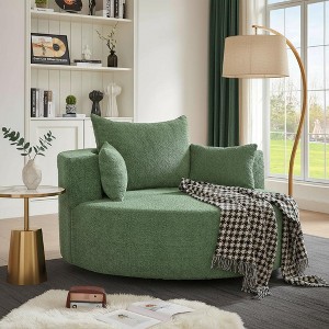 Merax 360° Swivel Oversized Round Accent Chair with Removable Pillows - 1 of 4